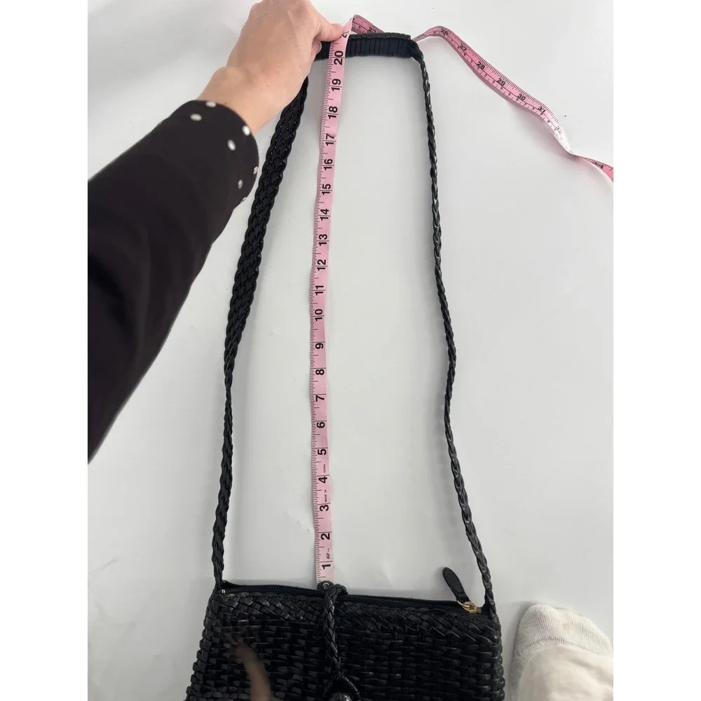 Talbots Crossbody Bag Women Small Black Good Woven Leather Vintage Aesthetic - Picture 12 of 12
